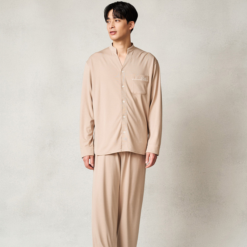モイストスムース スタンドカラースリープウェア MEN M ベージュ【一般医療機器】